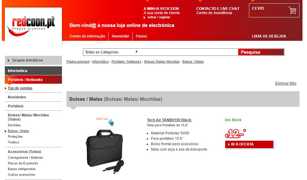 Mala para portátil 15,6" em loja online.